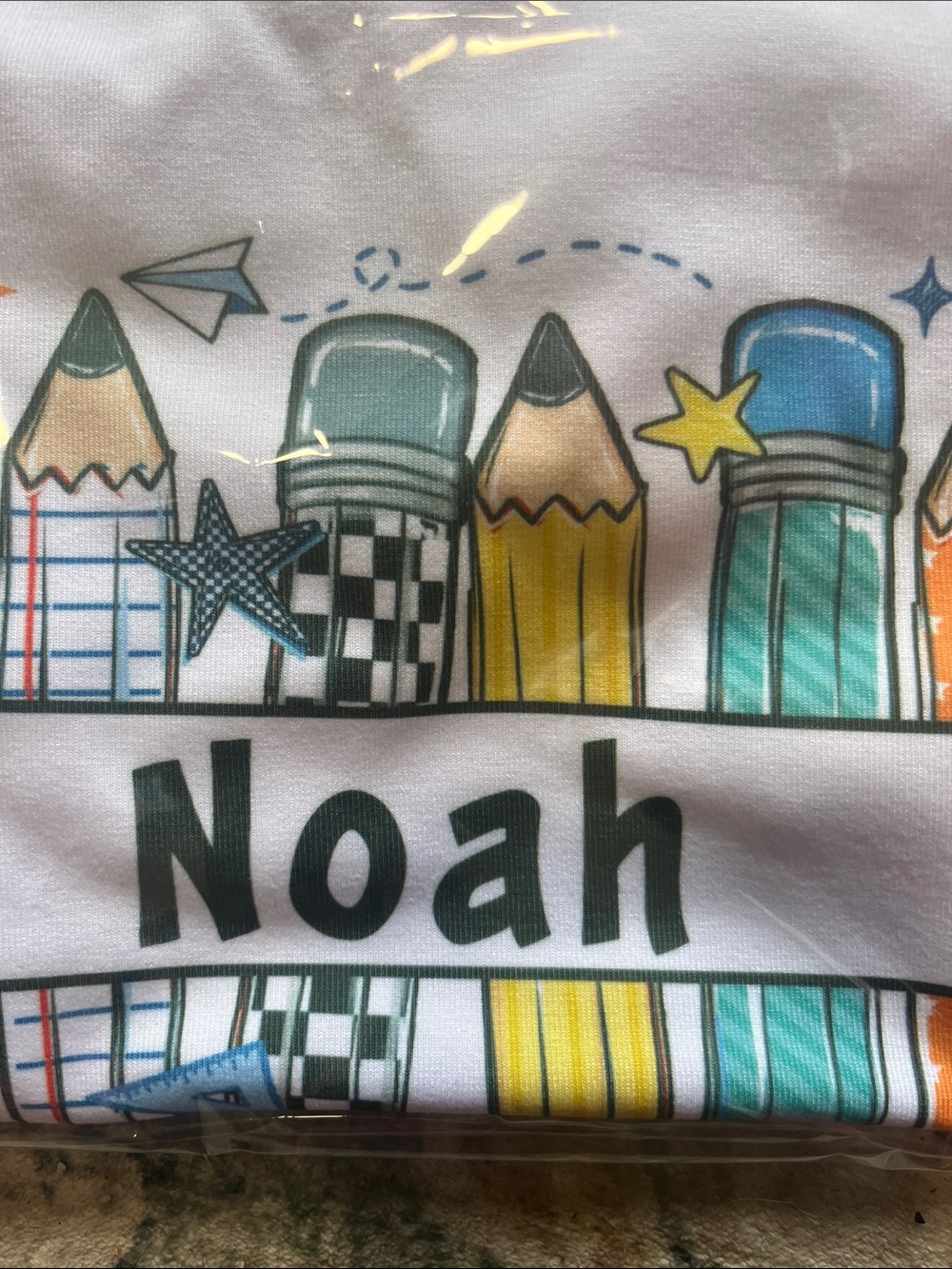 White Kids T-Shirt with Colorful Pencil Graphic - Noah